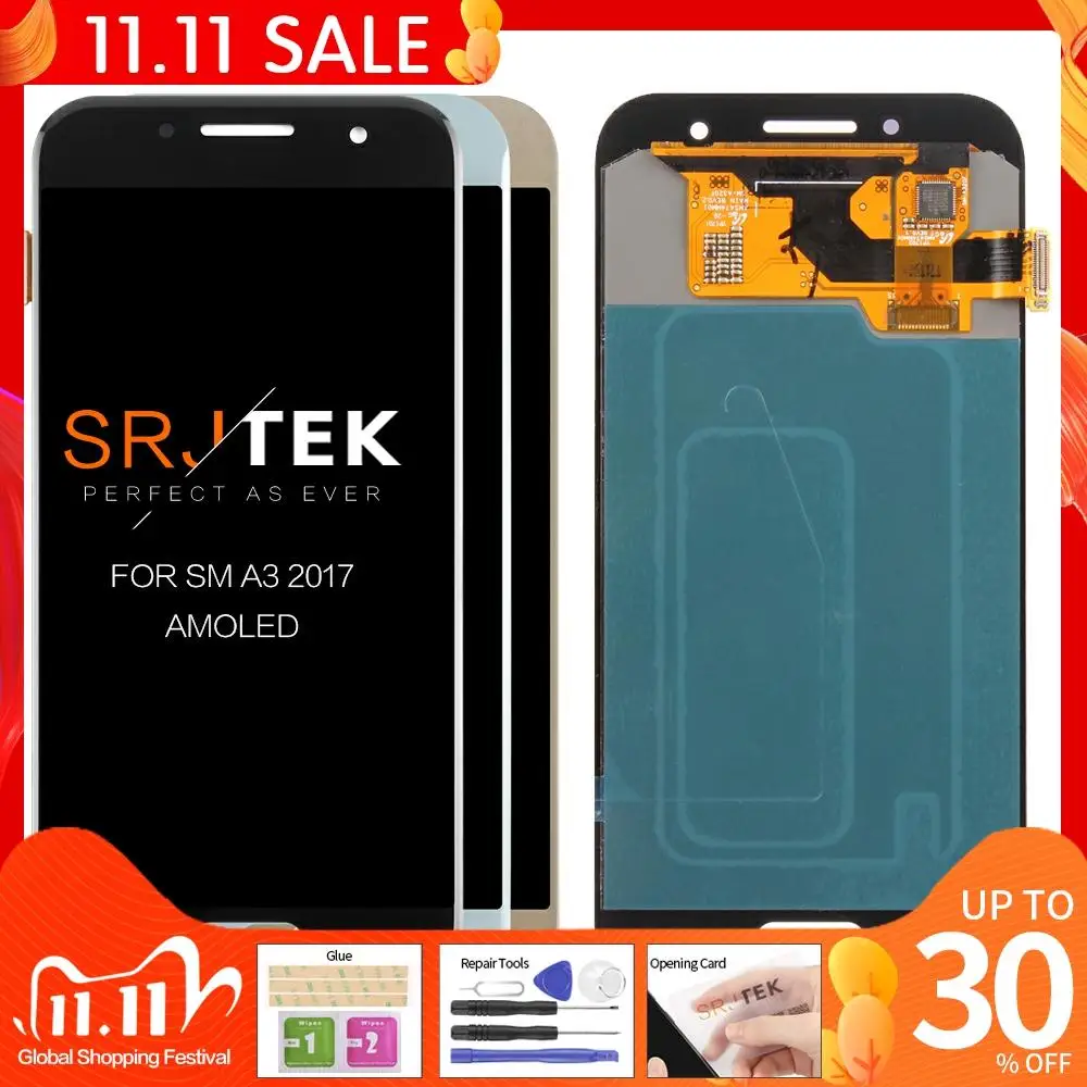 Оригинальный 4 7 &quotAMOLED A320 A320F ЖК-дисплей для SAMSUNG Galaxy A3 LCD 2017 дисплей с сенсорным