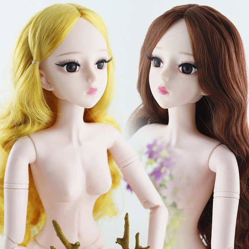 Новые длинные парики 60 см BJD куклы 3D глаза Женская голая Обнаженная кукла 21 подвижные шарнирные аксессуары для тела Куклы Игрушки для девочек подарок