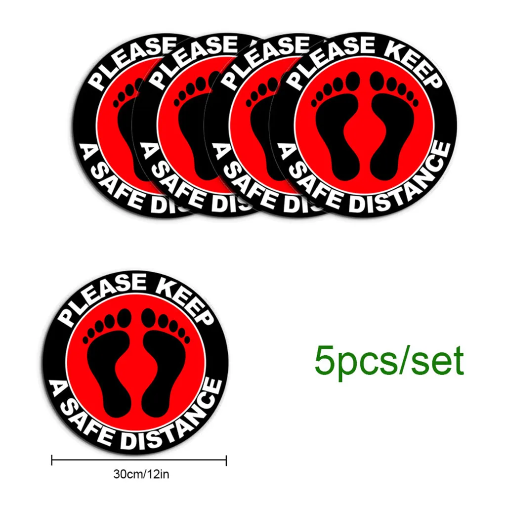 5pcs Please Social Distancing Arrow Feet Signs Floor Decals Health Safety Sign