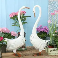 Американский кантри Ретро кованого железа пара Белый лебедь украшения балкон сад двора наружное садовое украшение