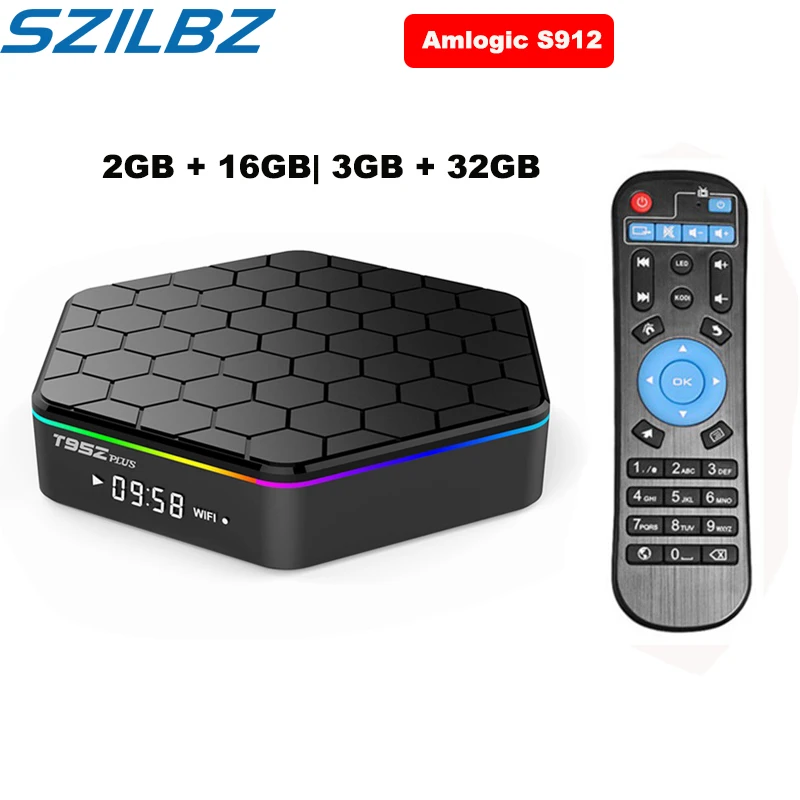 SZILBZ T95Z Plus Smart tv BOX 2 ГБ/16 ГБ 3 Гб/32 Amlogic S912 Восьмиядерный Android 7 1 4G/5 ГГц WiFi BT4.0 4K