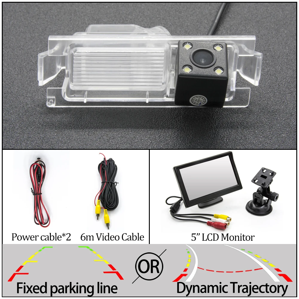 Фиксированная или динамическая траектория камера заднего вида для kia ceed 2 2012- для hyundai Verna Solaris Accent монитор парковки автомобиля - Название цвета: 4LED N 5 inch LCD