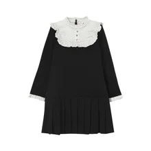 Новинка года; модное осеннее платье в европейском и американском стиле для малышей; эластичные детские платья для девочек; детская одежда в горошек;#5345