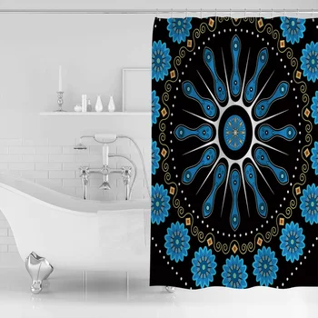 

2020 New Mandala Pattern Bathroom Shower Curtain Waterproof Polyester Fabric Shower Curtains &12 Hooks