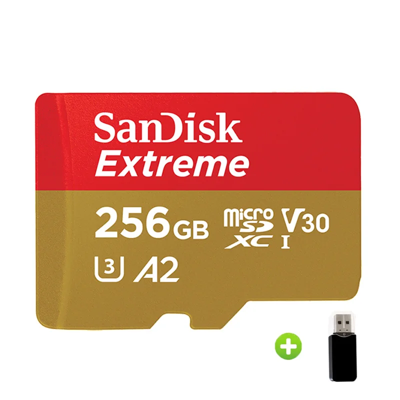 Оригинальная карта памяти SanDisk Micro SD, 64 ГБ, A2, экстремальная карта памяти, 128 ГБ, 256 ГБ, 160 Мб/с, TF карта, флеш-накопитель для смартфона - Емкость: 256GB-Card Reader