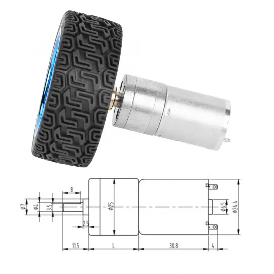 2 шт./компл. DC 6V 280RPM 25GA370 DC мотор щеточного устройства 4 мм вал с монтажным кронштейном 65 мм комплекты колес