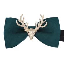 Галстук-бабочка,, голубой, золотой, серебряный, с головой оленя, Свадебный, мужской, банкетный, для отдыха, индивидуальный галстук-бабочка, свободно регулируемый, унисекс, подарки