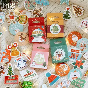 

45pcs/pack New Christmas Tree Festival Decorative Sticker Scrapbooking Adhesive Stickers Diary Albums Cute Papeterie Stationery