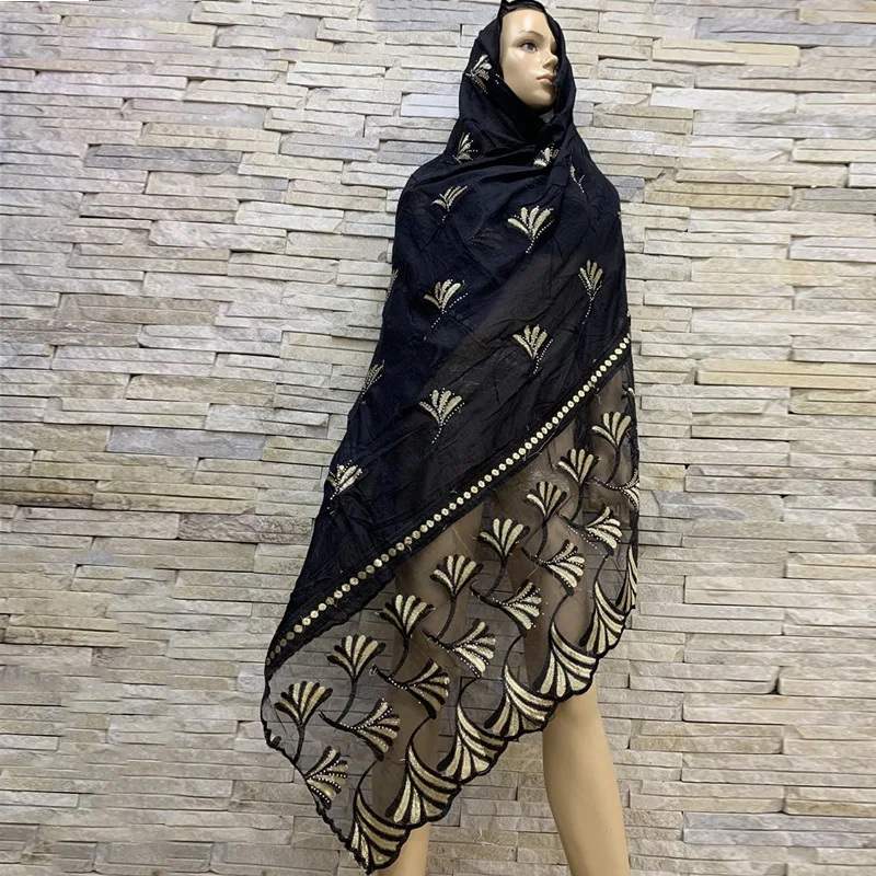 

Real Shot!African Women Cotton Scarfs Cotton Splicing Net Scarf Soft Headscarf Women Hijab Scarf on Sales BM820