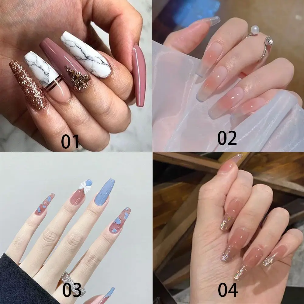 24pcs/Box French Ballerina Manicure Tool Detachable Full Cover Coffin False  Nails Wearable Nail Tips Fake Nails - AliExpress Beauty & Health