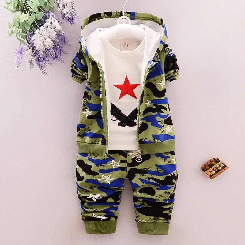 

Kdis Sprign Autumn Clothing Set Infant Camouflage Coat+shirt+pants 3pcs Leisure Time Loose Tracksuit