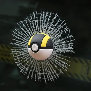 

Baseball Football Tennis Broken Glass 3D Sticker Car Window Ball Hits Self Adhesive Funny Decal Car Styling