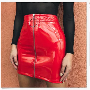 

2020 Women High Waist PU Leather Mini Skirt Plain Flared Pleated Skirt Short Sexy