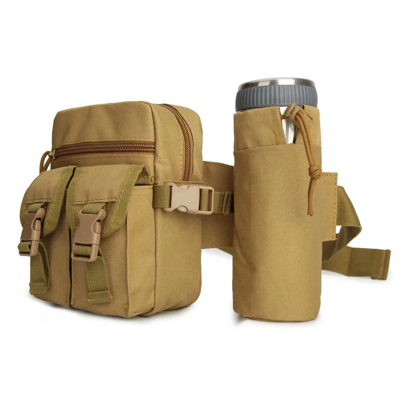 Men Tactical Waist Bag Water Bottle Holder Fanny Pack Nylon Belt Bum