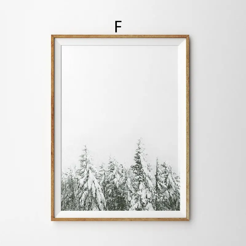 Плакат на холсте с изображением снежного оленя и дерева, настенная живопись, настенные картины для гостиной, Современный домашний декор, Рождественское украшение, живопись - Цвет: F