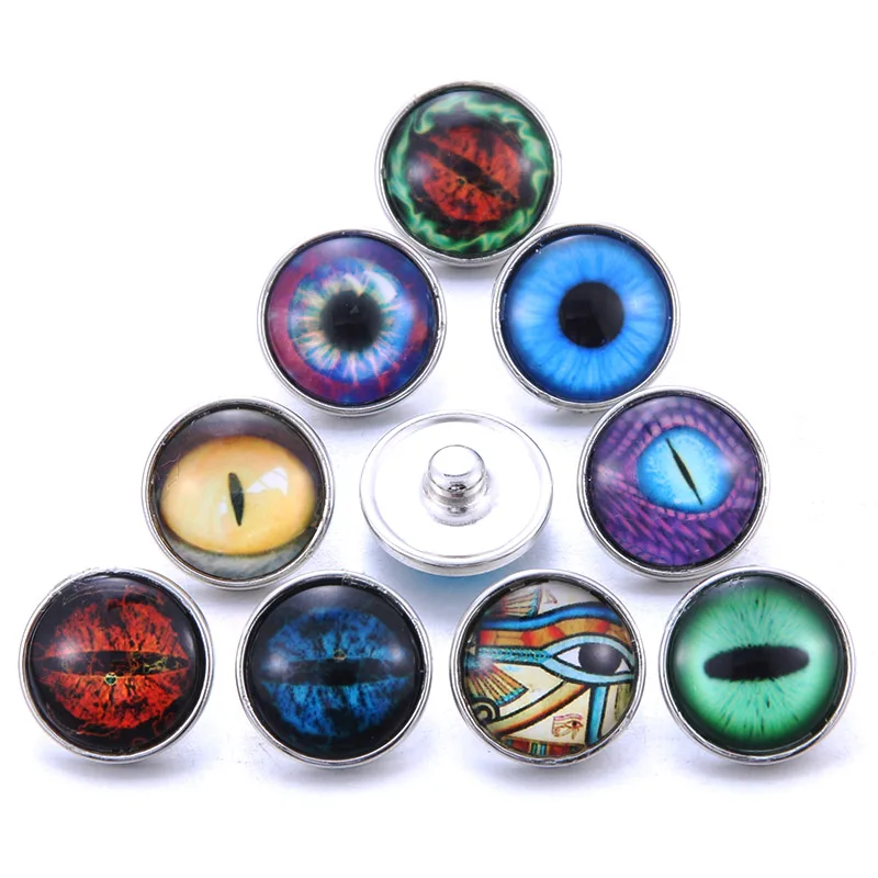 Bracelet Jewelry Metal Snap Buttons 5pcs/lot Glass Snap Jewelry Mixed Exotic Animal Pattern 18mm Glass Snap Buttons For DIY Bracelet