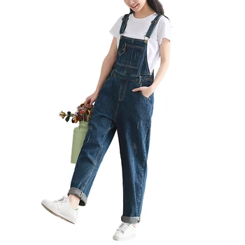

2020 Retro Long Denim Jumpsuit Straps Wide-legg Slacks Denim Romper With Jumpsuit Plus Size Women Bodysuit Jean Denim Overalls