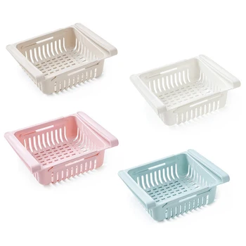 

Bathroom Shelves Fridge Storage Rack With Layer Partition Refrigerator Plastic Storage Holder Kitchen Pull-out Drawer