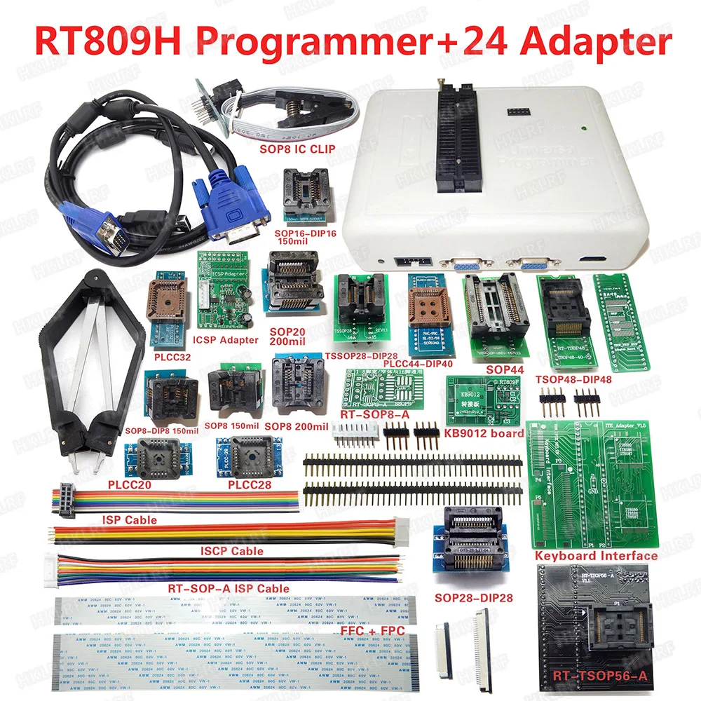 RT809H EMMC-NAND флэш-память USB программист + 24 адаптер TSOP56 SOP44-DIP44 адаптеры с ICSP ISP Кабеля
