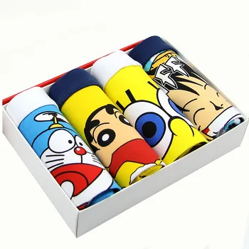 

4pcs/lot Men Underwear Trunks Cartoon youth Batman Cotton Underpants Man Boxer spider Calzoncillos Mens Boxers Panties Shorts