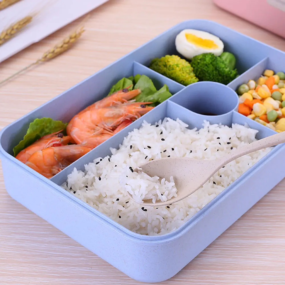Портативный Ланч-бокс из пшеничной соломы Bento Box с отсеками посуда для детей дома для школы и пикника пищевой контейнер для микроволновой печи