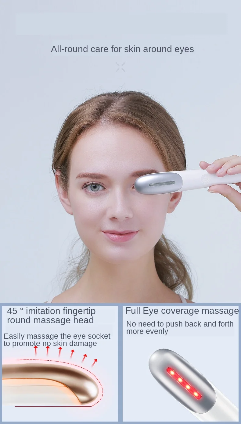 Rejuvenescimento da Pele Distante-infravermelho Aquecimento Olho Massageador Elétrico Rosto Beleza Caneta Vibração Escuro Círculo Rugas Remoção Ferramenta 8 Beleza e saúde