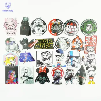 

New 25pcs/lot Star Wars Darth white soldiers Vader Notebook refrigerator skateboard trolley case decals backpack Tables SW2
