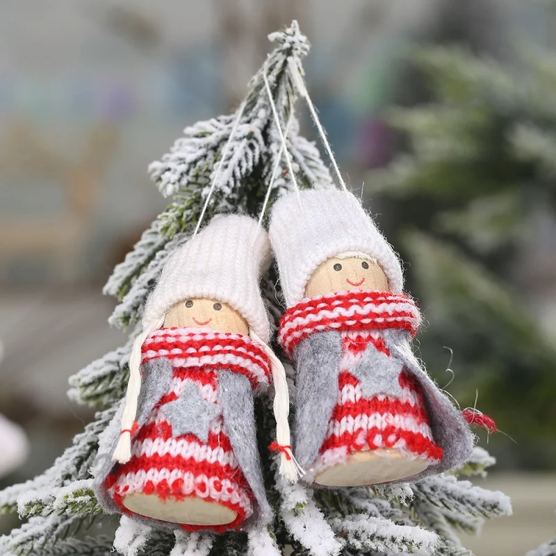 Вязаная Деревянная Рождественская кукла подвеска Рождественская игрушка висячий орнамент «Новогодняя елка» Украшения Adornos De Navidad Kerst