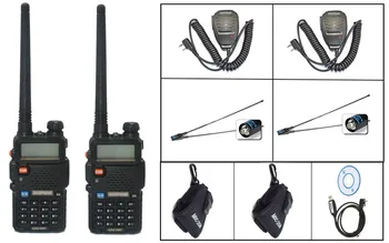 

2PCS 2016 New BaoFeng UV-5R Walkie Talkie +2XBaofeng Mics+2XNA 771-F Natennas+1XProgramming Cable+2X20B Case