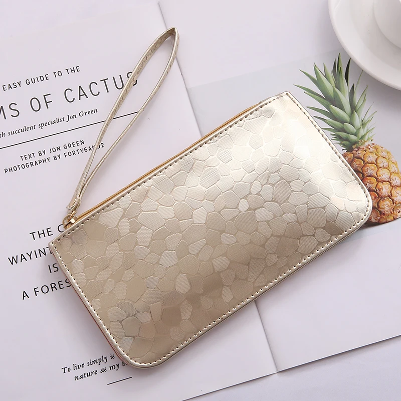 

NI WEI ER Brand Women's Long Shining Wallet Design Fashion Zipper Clutch Purse Strap Coin Purse Phone Card Keys Small Bags 2019