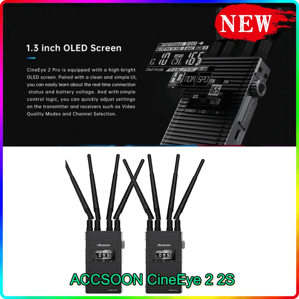 ACCSOON 무선 HDMI 호환 송신기 수신기, 1080P 모니터 시스템, 듀얼 채널, DSLR 카메라용, CineEye 2 Pro 2Pro