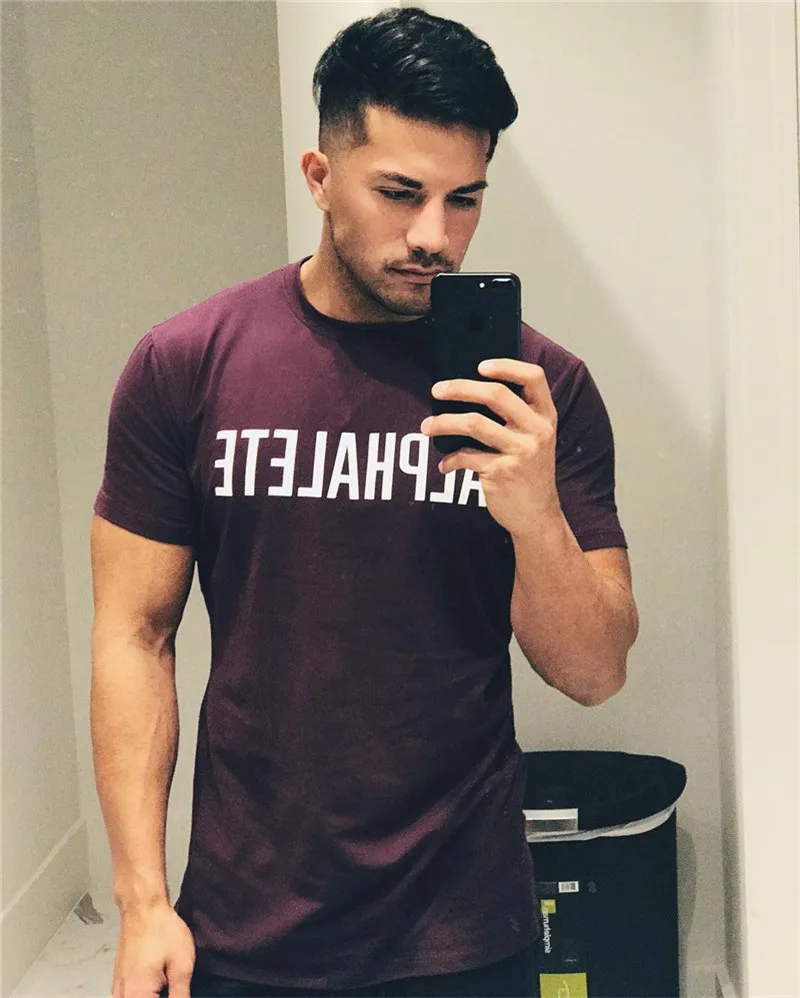 Новинка, Мужская футболка,, ALPHALETE, футболка для тренажерного зала, футболка с принтом, мужская, s, бодибилдинг, короткий рукав, рубашки для мужчин, 95% хлопок, брендовая одежда