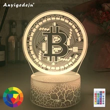 

Acrylic Led Night Light Bitcoin for Room Decorative Nightlight Touch Sensor 7 Color Changing Battery Powered Table Night Lamp 3d