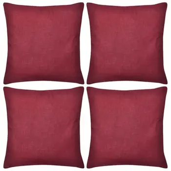

4 burgundy red Pillow covers Cotton 40x40 cm