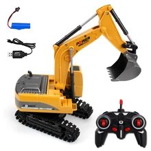 2.4g rc escavadeira elétrica mini buldozer de controle remoto 1:24 liga de engenharia de plástico caminhão de carro brinquedo do veículo guindaste basculante para o menino