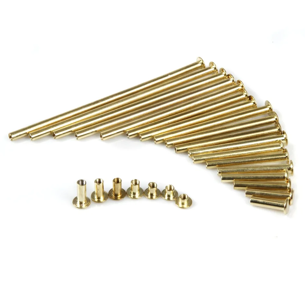 

M5 Rivet Screws Copper Plated Book Binding Chicago Screws Nail Rivets Steel Metal Male Female Rivets 5mm-125mm