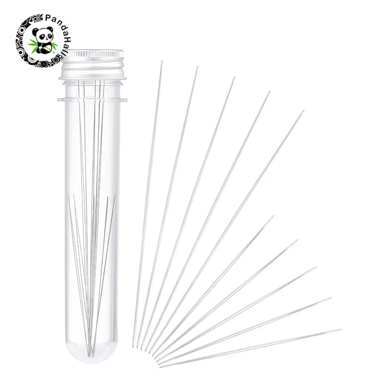 

pandahall 1 Set 125x0.5/75x0.5mm Iron Big Eye Beading Needle for Jewelry Tools DIY Making Beading Supplies