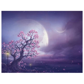 

Full Square Round 5D DIY Diamond Painting Sakura Tree Moon landscape Diamond Embroidery Cross Stitch Needlework mosaic kit L348