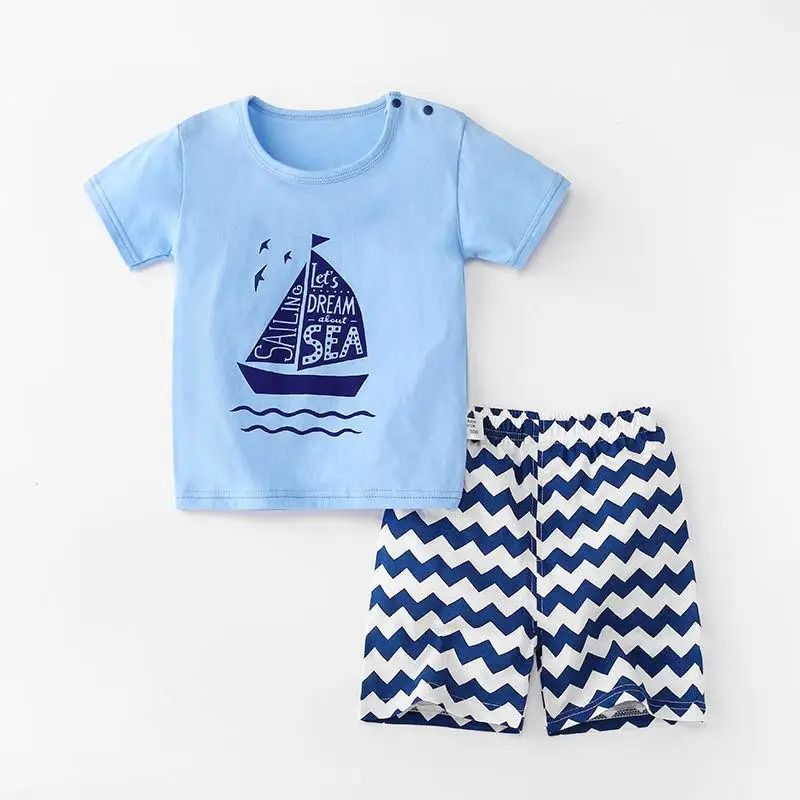 Brand Clothes Summer 100% Cotton Striped Kids Sets Children Short Sleeve T 2 Piece Set Babies Boys Girls Outfits Baby Wear Baby Clothing Set medium Baby Clothing Set