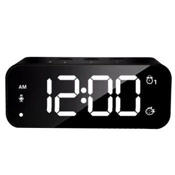 

Digital Alarm Clock,Mirror Music Clock ,Sound Control,Dual Alarms,12/24 H,8 Alarm Ringtones,Volume&Brightness Adjustable,Recharg