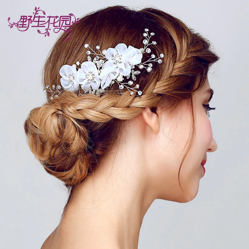 S802 Or Origional Design Side Clip Grenadine Fabric Handmade Bride Headdress Wedding Accessories Two-color