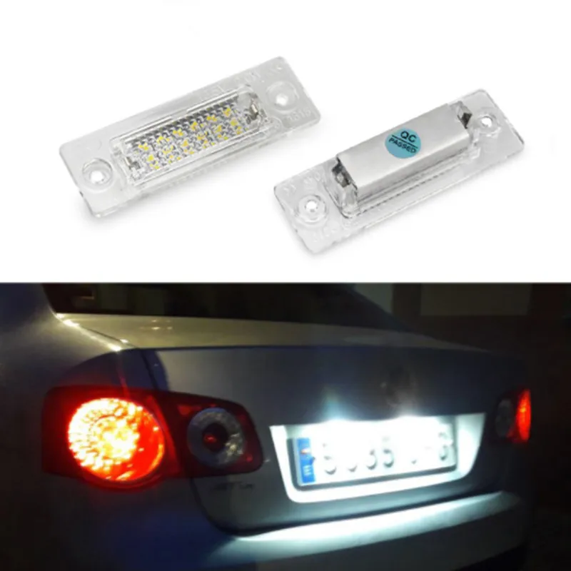 2 шт. 18 светодиодный 3528 SMD светодиодный номерной знак огни Автомобильные лампы 6000K для Volkswagen Touran Passat B5.5 Caddy Skoda Superb Golf 5