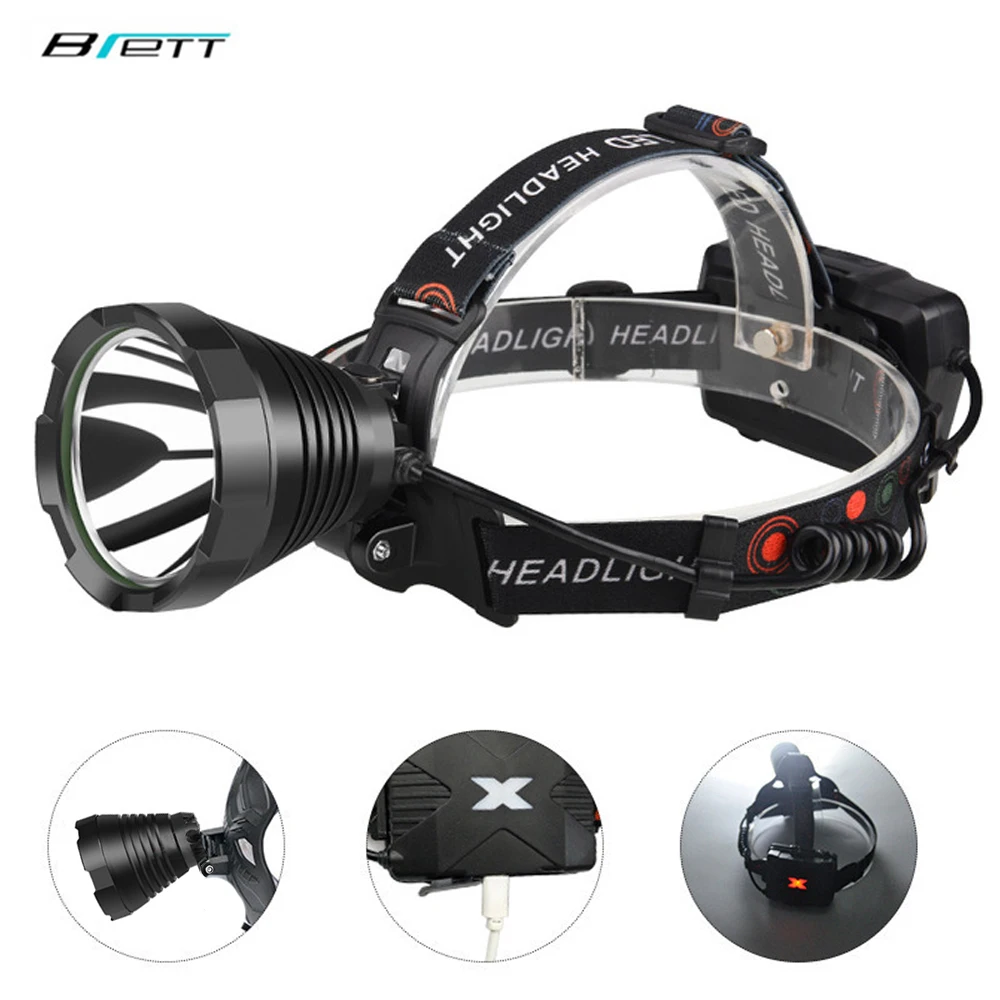 LED Head lamp T40 or T20 light Use 18650 battery USB charging Outdoor Hunting Cave work waterproof Bicycle led headlight