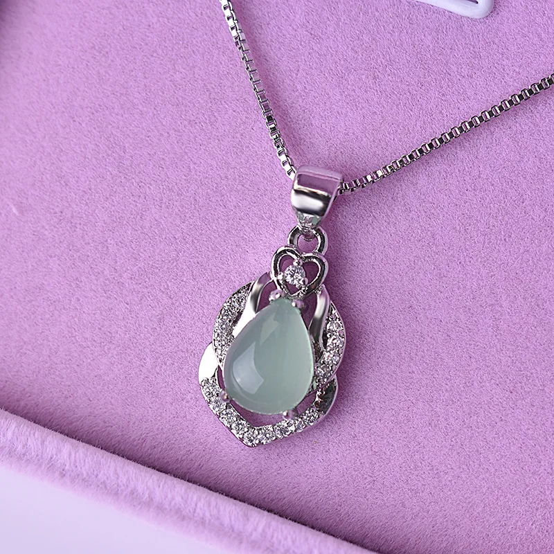 

Elegant Silver Plated Natural Gems Necklace Water Drop Shape Crystal Chain Cocktail Party Women Jewelry Banquet Party Gifts