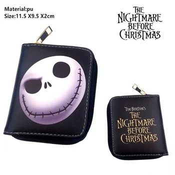 

Cartoon The Nightmare Before Christmas Short Wallet Jack Skellington Pu Boys Girls zipper Card Holder Leather small coin Purse