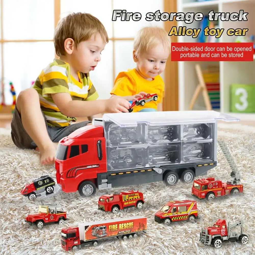

Alloy Engineering Vehicle Storage Container Transport Vehicle Model Open Door Inertia Car Children'S Educational Toys