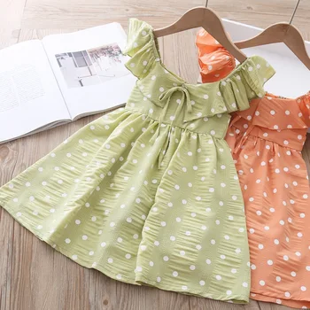

Girl Casual Dresses 2020 New Summer Polka-dot Girls Dress Elegant Girls Flying Sleeveless Dress Baby Kids Clothing Vestidos 2-7Y