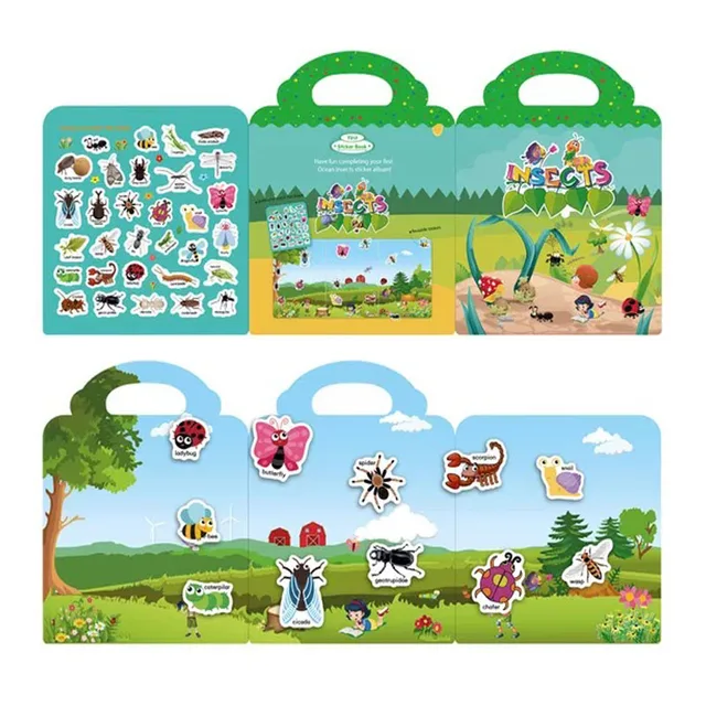 Hot New Children Scene Stickers DIY Hand-on Puzzle Sticker Books Reusable Cartoon  Animal  Learning Cognition Toys For Kids Gift 6