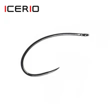 ICERIO 30 قطعة أسود النيكل باربارك منحني حورية الروبيان سكود Caddis Pupa يطير ربط هوك القياسية مستقيم العين التشيكية هوك(China)