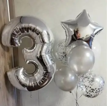 

3th Happy Birthday Balloon 40inch Number 3 4th 5th 8th Years Old Decor Baby Shower Boy or Girl Balloon Party Balony Decoration